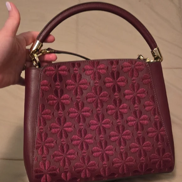 Kate Spade Floral Embroidered Shoulder Bag - Burgundy - Picture 5 of 11